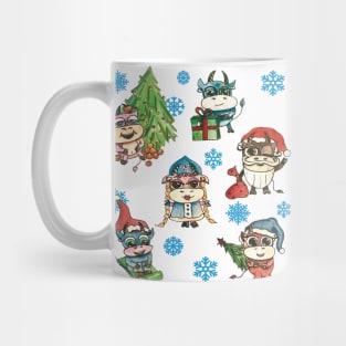 Christmas funny colored bull Mug